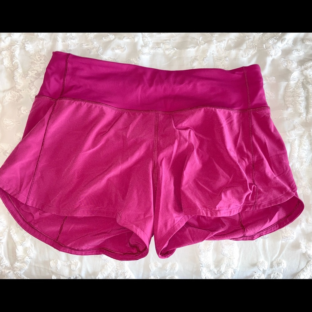 Lulu lemon “ripened raspberry” 4” speed up shorts
